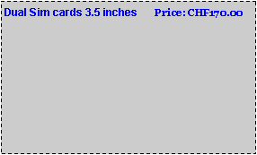 Text Box: Dual Sim cards 3.5 inches      Price: CHF170.00